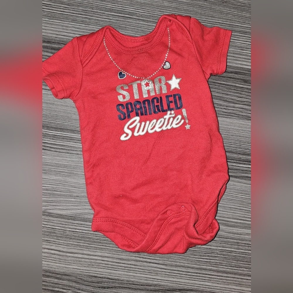 Celebrate Patriotic 3-6m Baby Girls Festive 4th July Patriotic Onesie Bodysuit